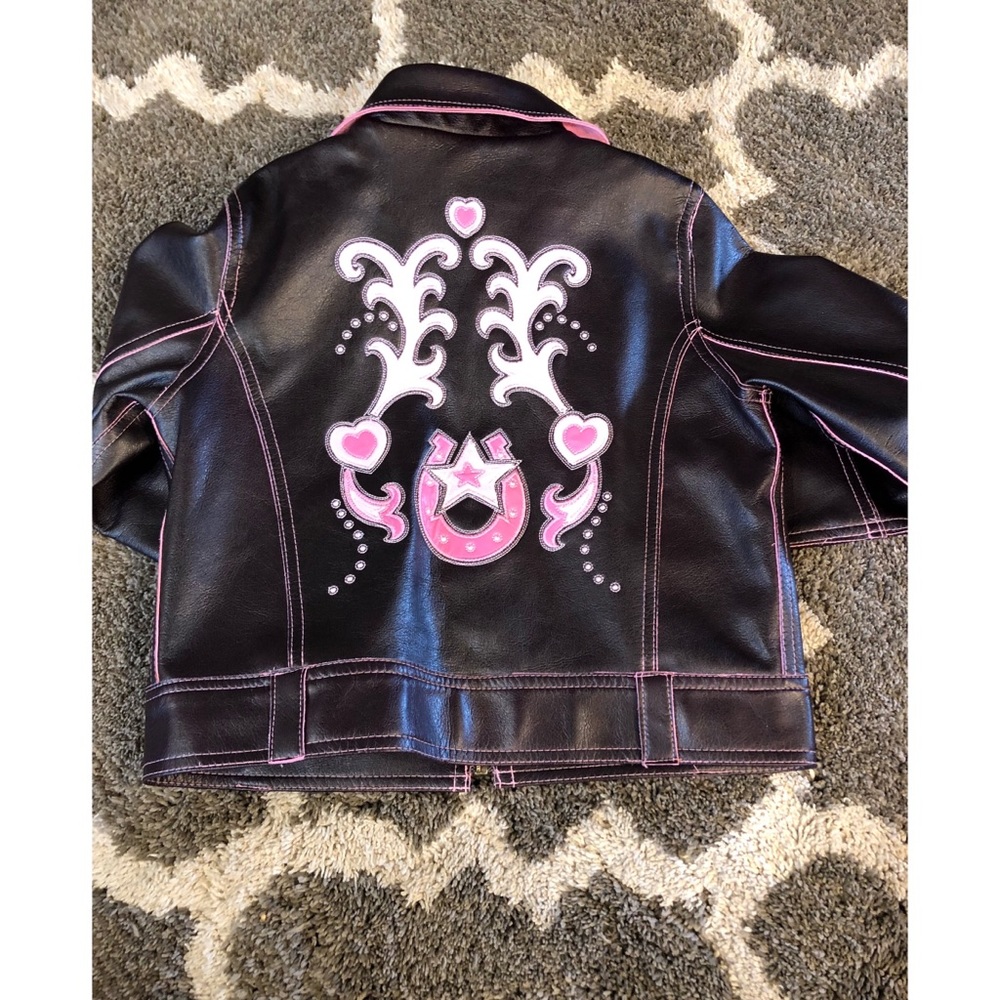 Girls Western Faux Leather Jacket- 7/8 (Medium)